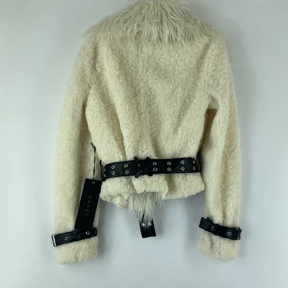 REVOLVE EAVES Caden Faux Fur Jacket in Coconut Size S - Picture 6 of 7